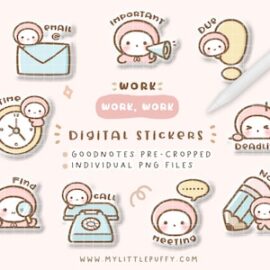 Cute work digital stickers